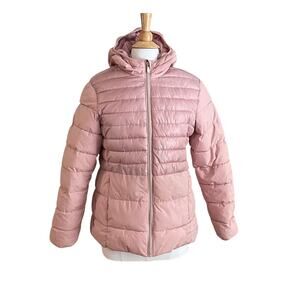 Nicole Miller Rose Pink/Pastel Pink Hooded Puffer Coat, Size L